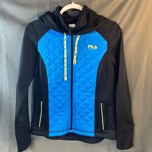 Fila Sport women’s Black and Blue Quilted fleece Jacket, lightweight size M